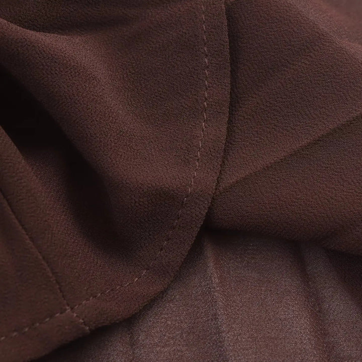 Vestido midi de gasa para mujer con mangas largas y cuello vuelto