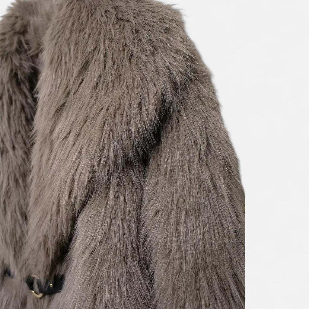 Abrigo de piel sintética para mujer – Elegancia urbana de invierno