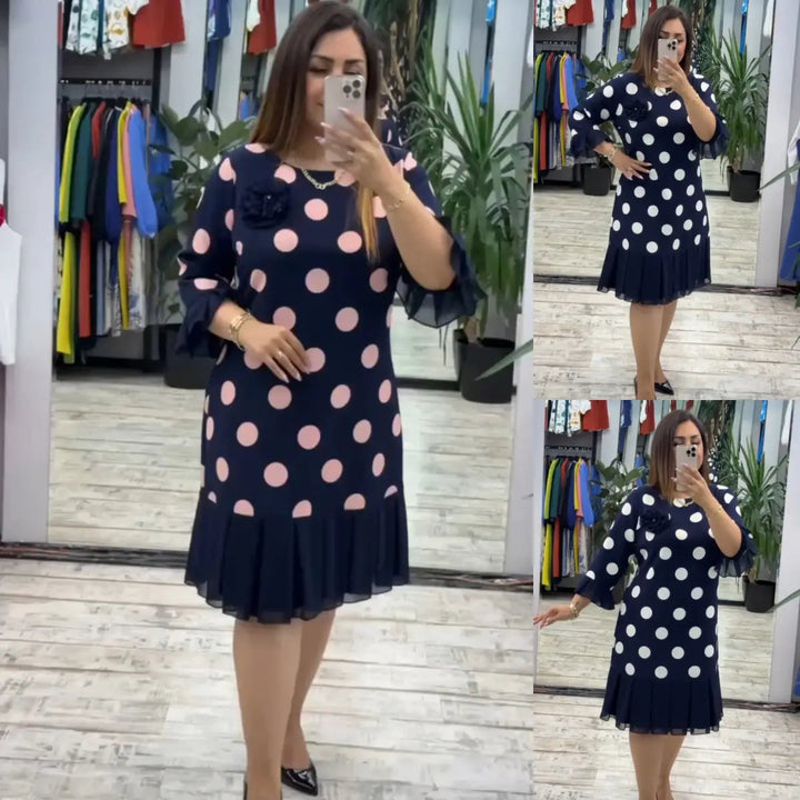 Vestido midi plisado con lunares