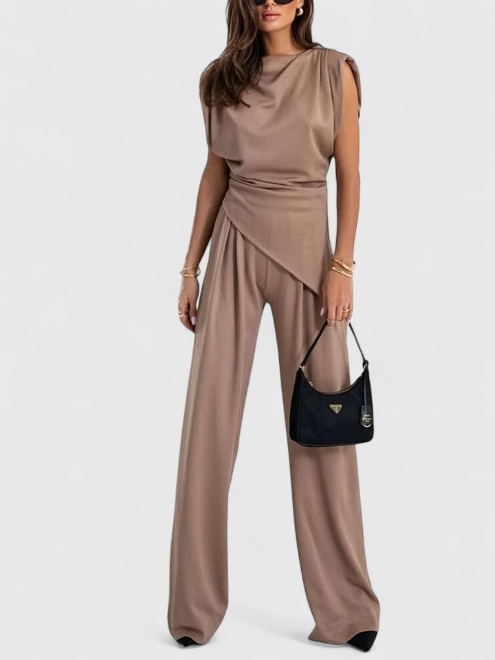 Draped Wide-Leg Occasion Set