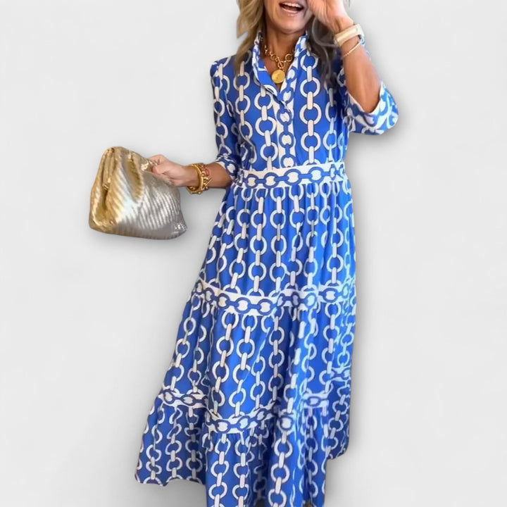 Vestido midi con estampado de cadenas