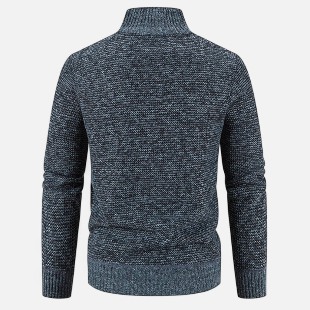 Giacca da uomo in pile con collo alto e motivo patchwork