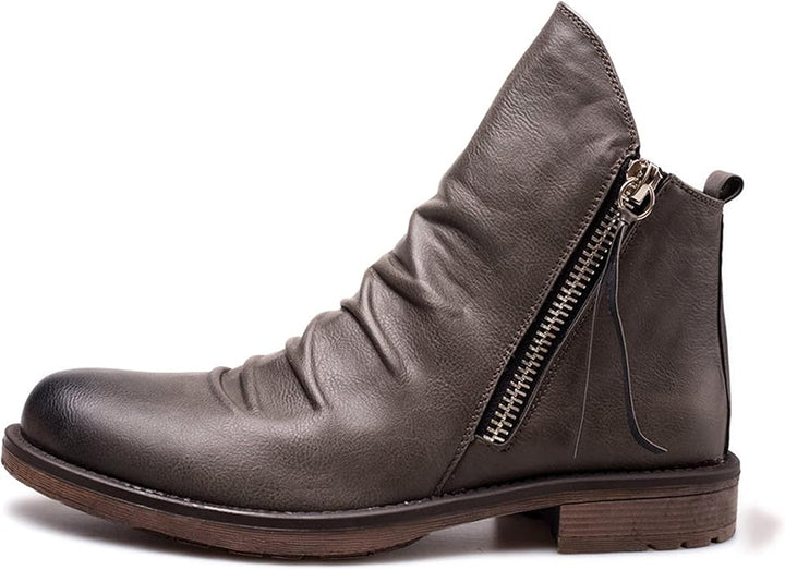 Botas de cuero resistentes y elegantes para hombre con cremallera lateral
