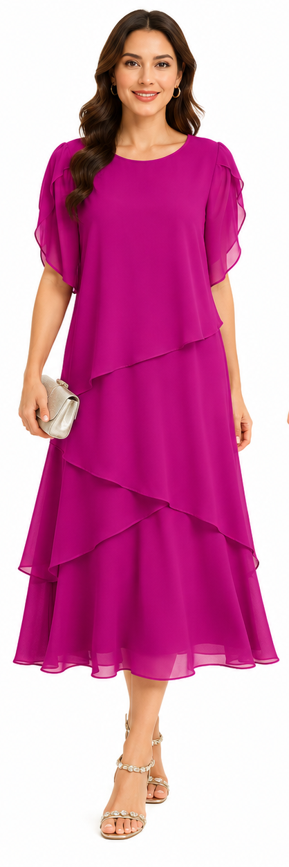 Classic Chiffon Midi Dress