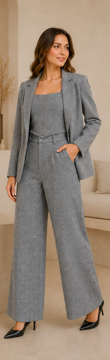 Herringbone Three-Piece Suit Set