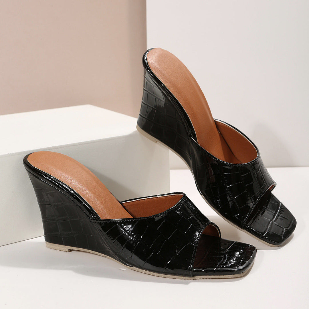 Zapatos con cuña y cojín de cuero