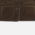 Giacca Teddy Marrone Reversibile da Donna con Colletto Risvoltato
