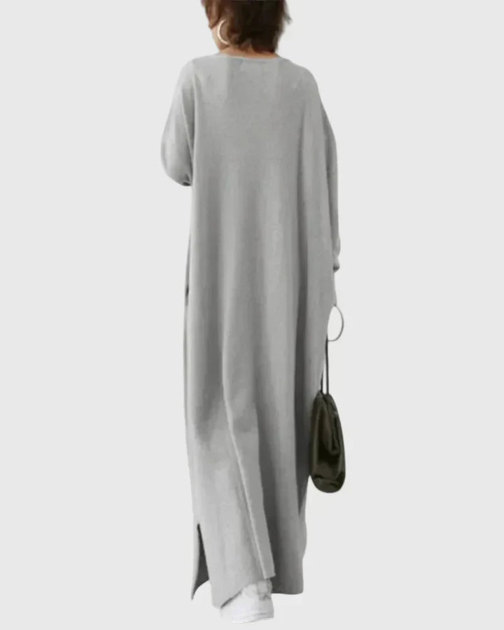 Vestido largo drapeado sofisticado