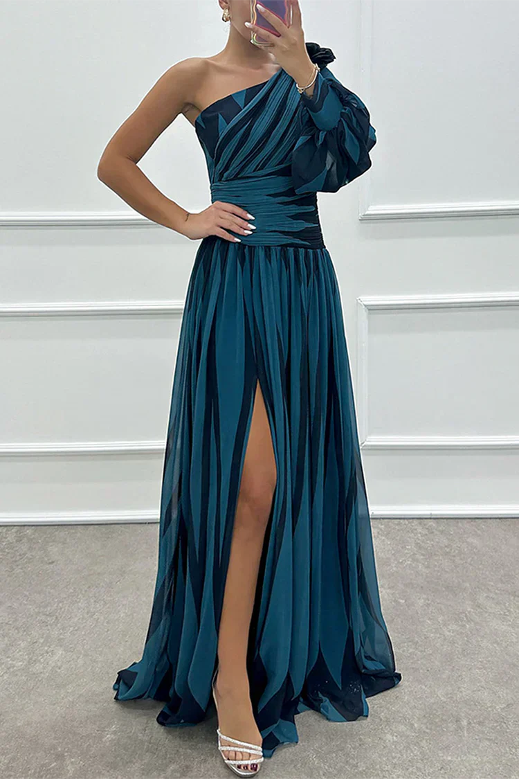 Striped One Shoulder Maxi Dress
