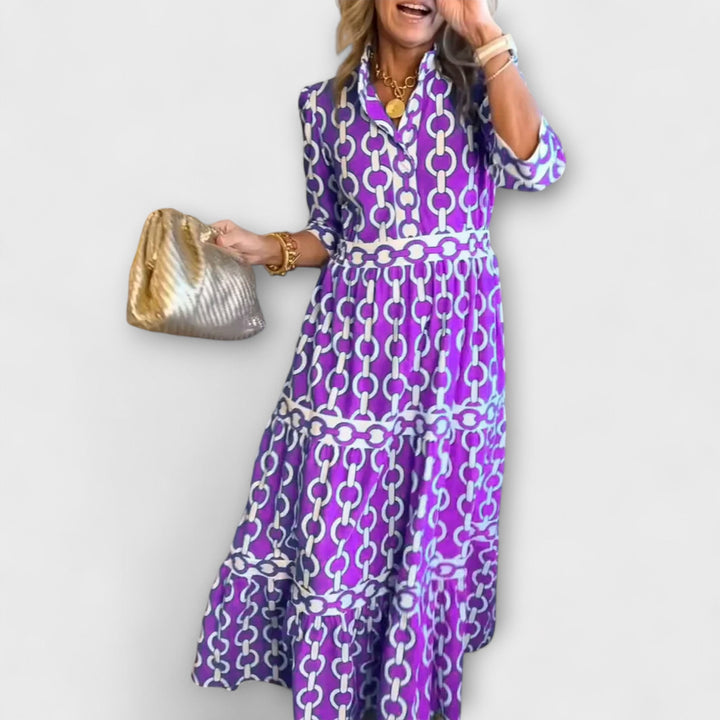 Vestido midi con estampado de cadenas