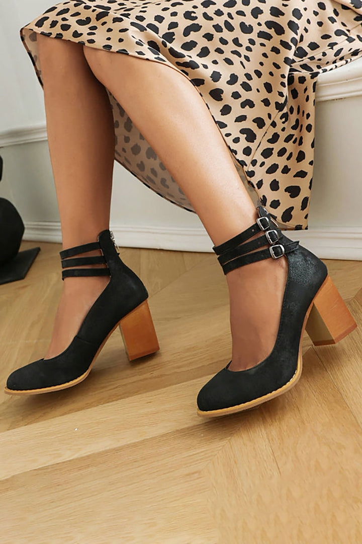 Ankle Strap Block Heel Sandals
