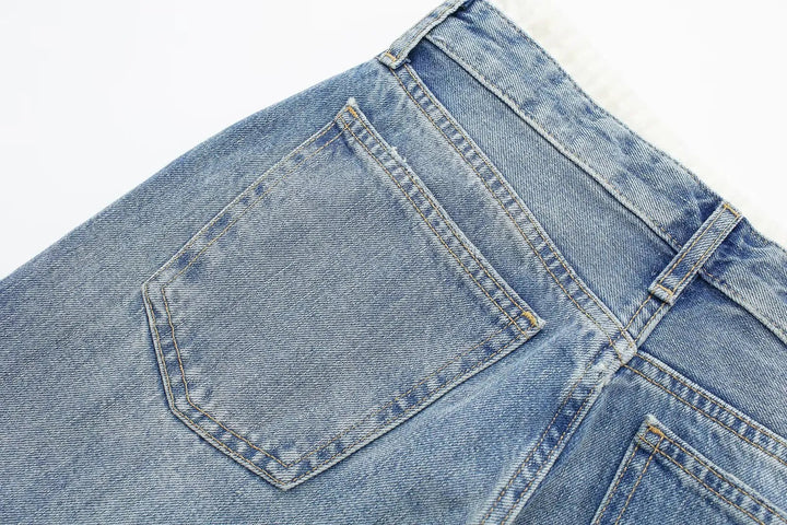 Women's Retro Practical Sleek Mid Waist Straight Leg Jeans
