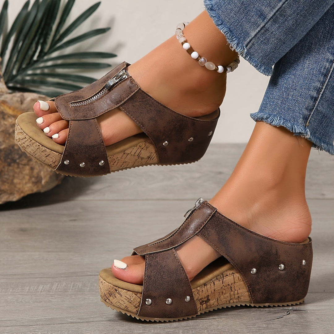 Platform Slip-On Wedge Sandals