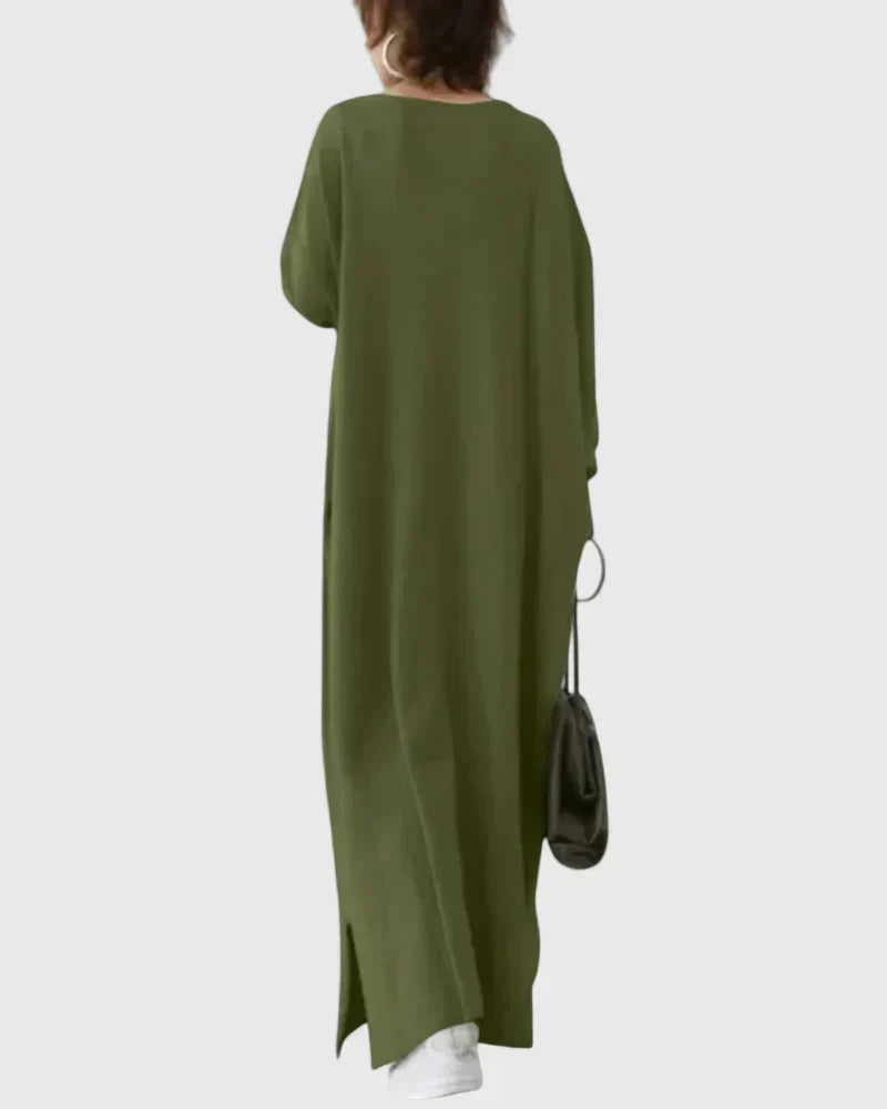 Vestido largo drapeado sofisticado