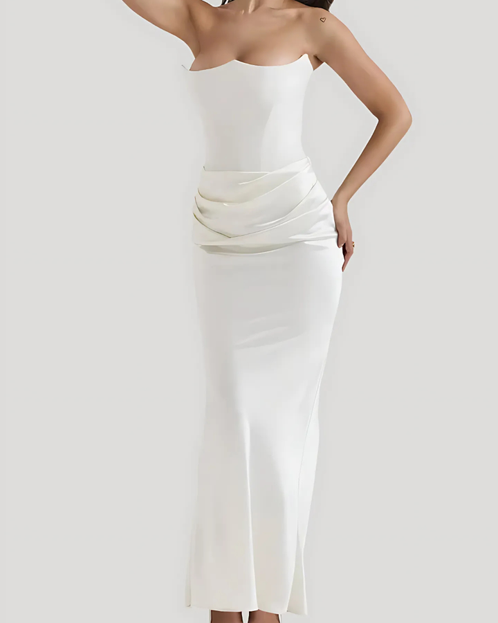 Women's Evening Gown Draped Maxi Wedding Guest Dress