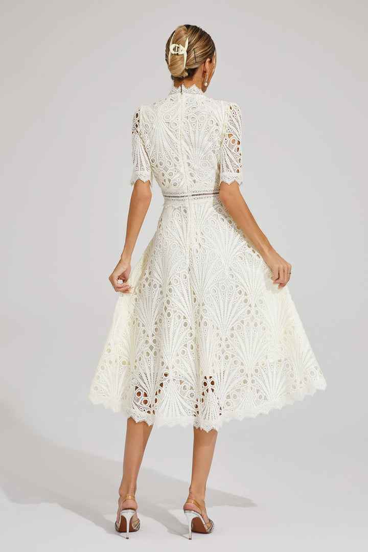 Exquisite Subtle Glamour Lace Midi Dress for Women