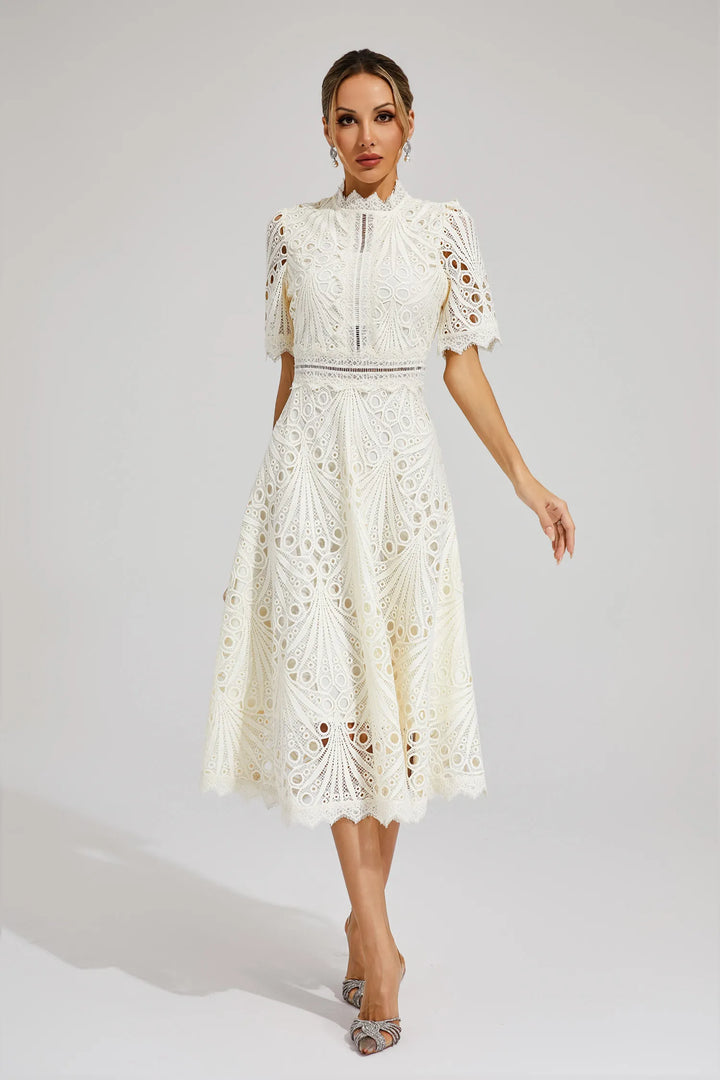 Exquisite Subtle Glamour Lace Midi Dress for Women