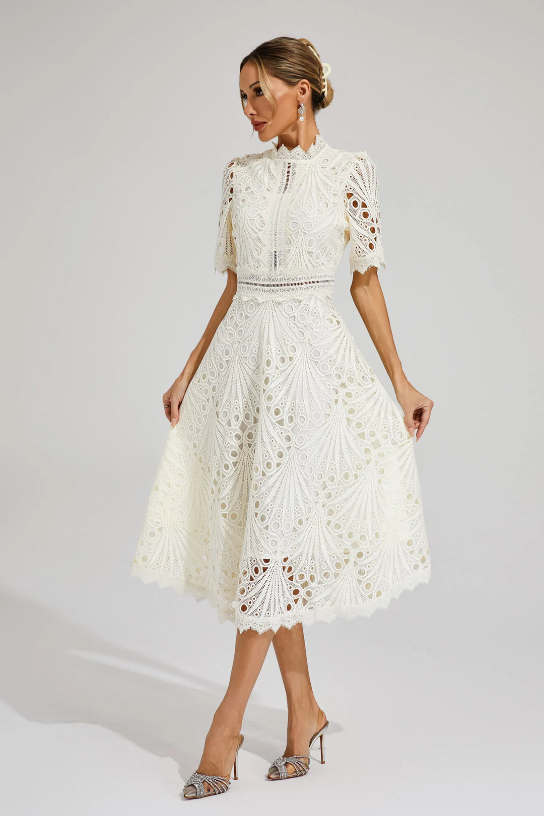 Exquisite Subtle Glamour Lace Midi Dress for Women