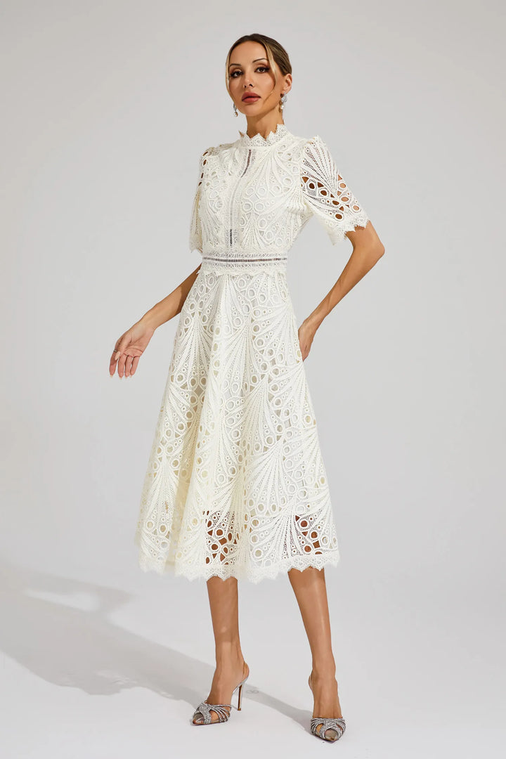 Exquisite Subtle Glamour Lace Midi Dress for Women