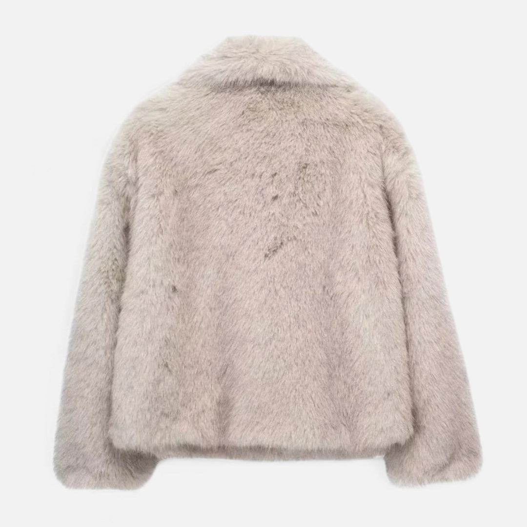 Abrigo de Invierno para Mujer Elegante, Acogedor, Esponjoso, Suave y de Piel Sintética
