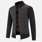 Giacca da uomo in pile con collo alto e motivo patchwork