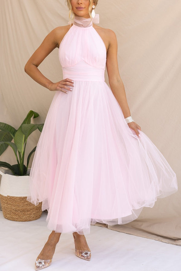 Vestido Maxi de Tul para Ocasiones con Capas Románticas