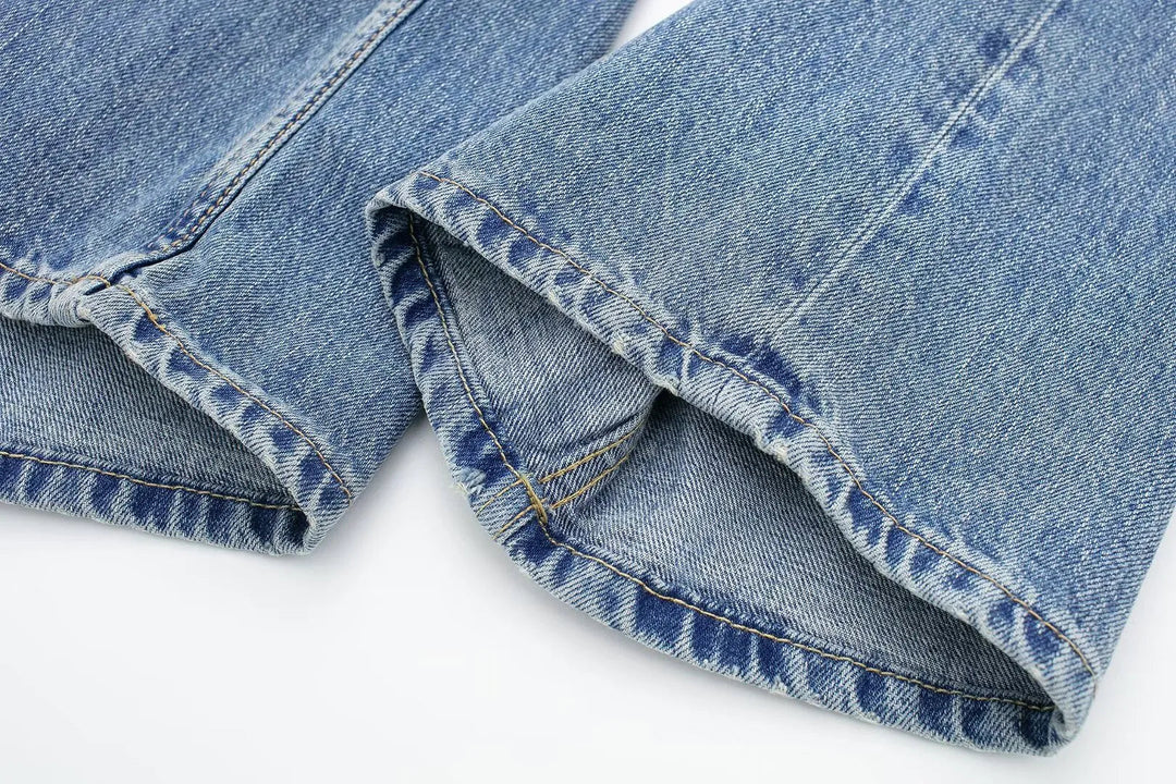 Women's Retro Practical Sleek Mid Waist Straight Leg Jeans