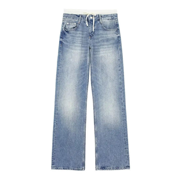 Women's Retro Practical Sleek Mid Waist Straight Leg Jeans