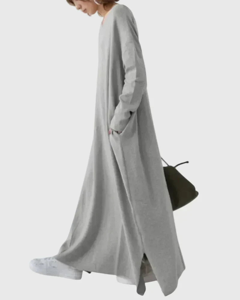 Vestido largo drapeado sofisticado