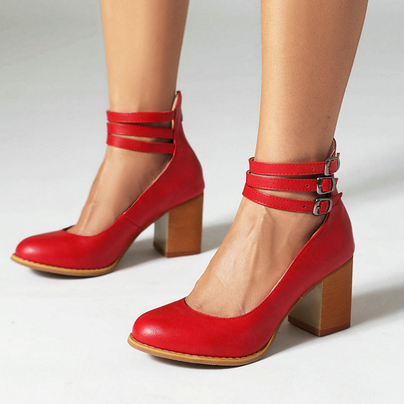Ankle Strap Block Heel Sandals