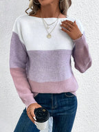 Maglione lavorato a maglia patchwork a tre colori