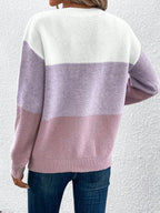 Maglione lavorato a maglia patchwork a tre colori