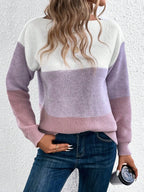 Maglione lavorato a maglia patchwork a tre colori
