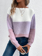 Maglione lavorato a maglia patchwork a tre colori