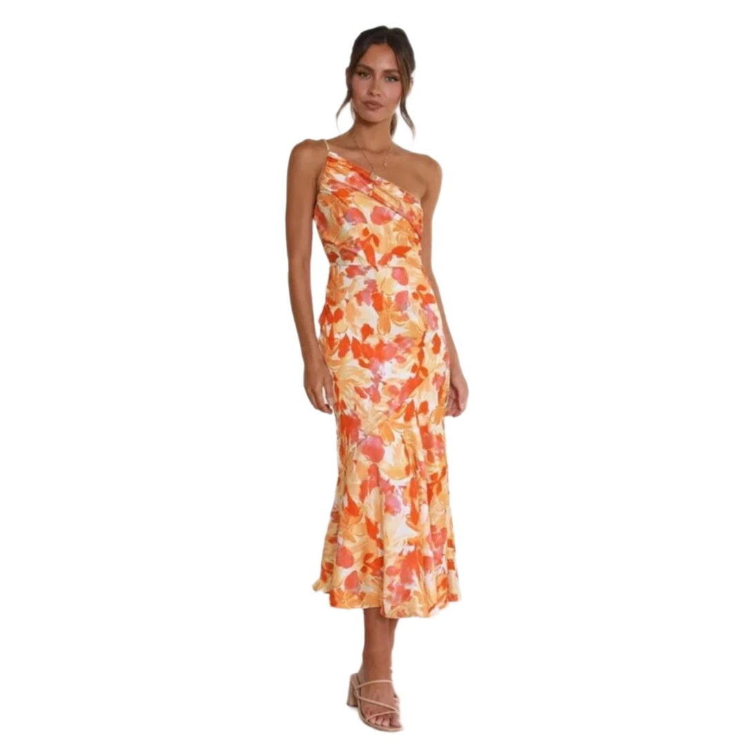 Floral Asymmetric Midi Dress for Elegant Occasions