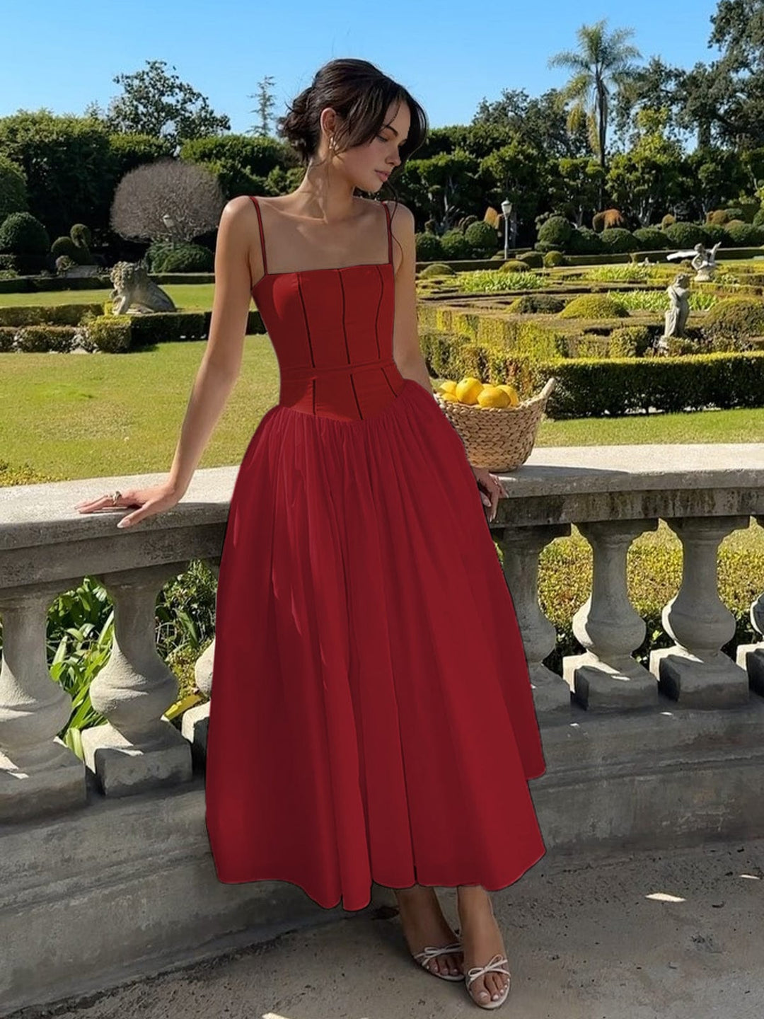 Women's Captivating Evening Party Corset Midi Wedding Guest Dress