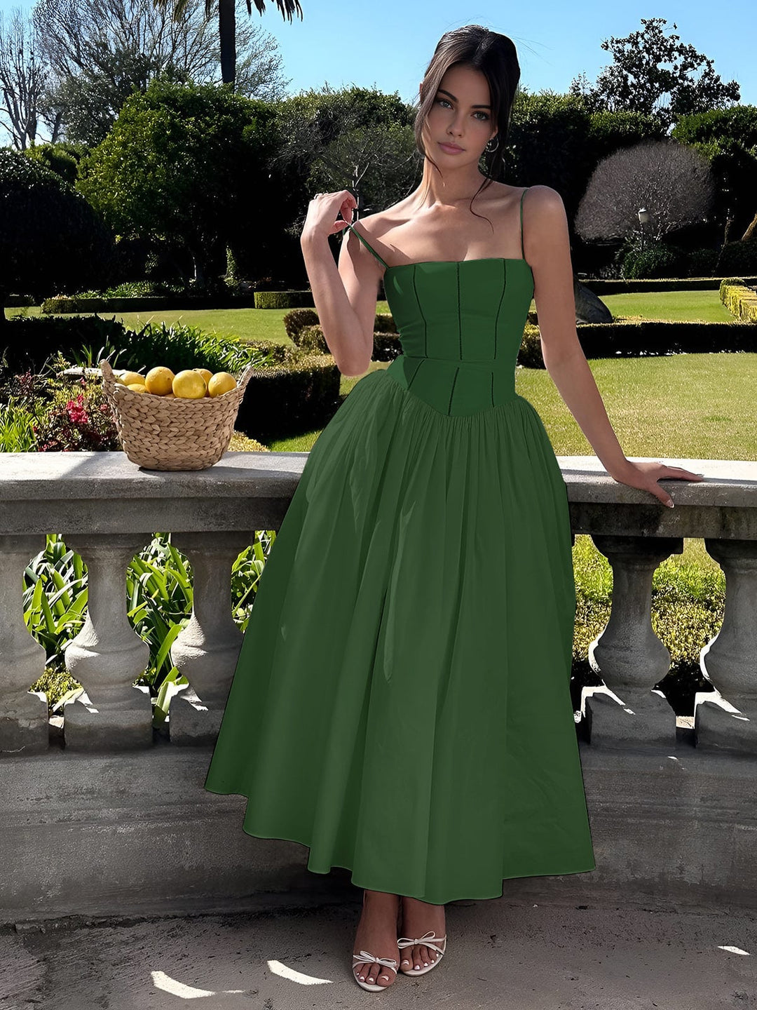 Women's Captivating Evening Party Corset Midi Wedding Guest Dress