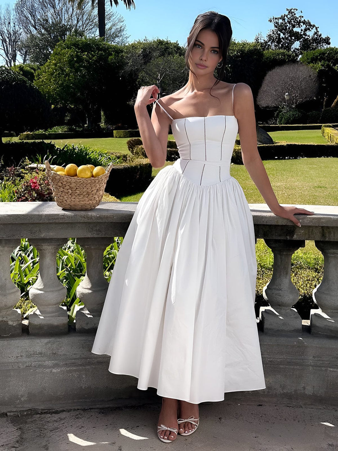Women's Captivating Evening Party Corset Midi Wedding Guest Dress