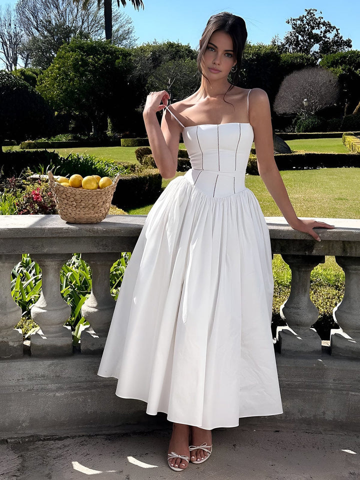 Women's Captivating Evening Party Corset Midi Wedding Guest Dress