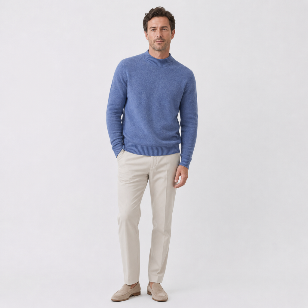 Maglione da uomo a collo alto in pura lana