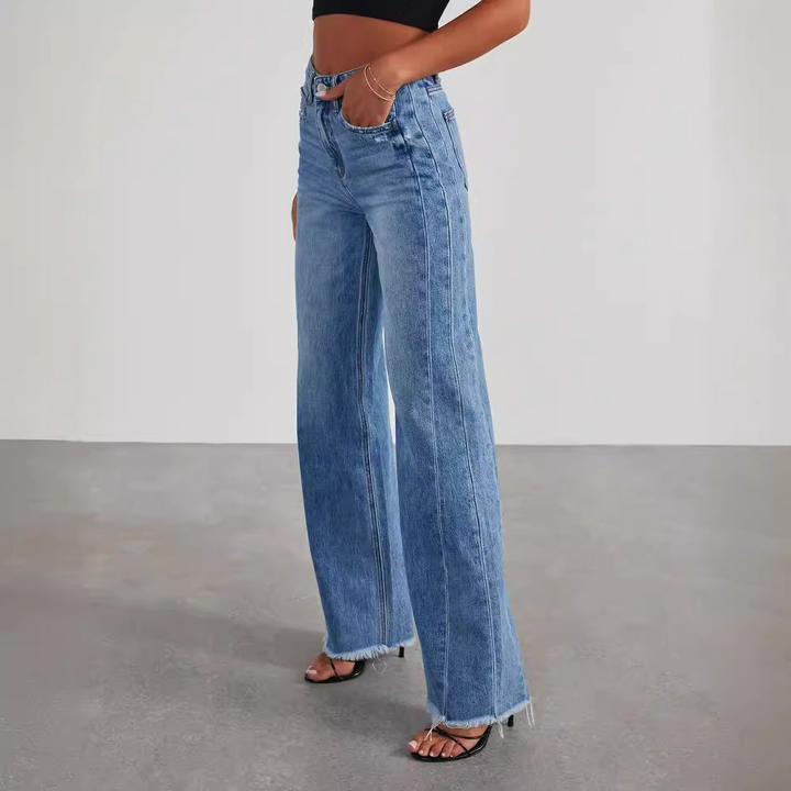 Jeans de pierna ancha y talle alto a la moda y elegantes para mujer para ocasión casual