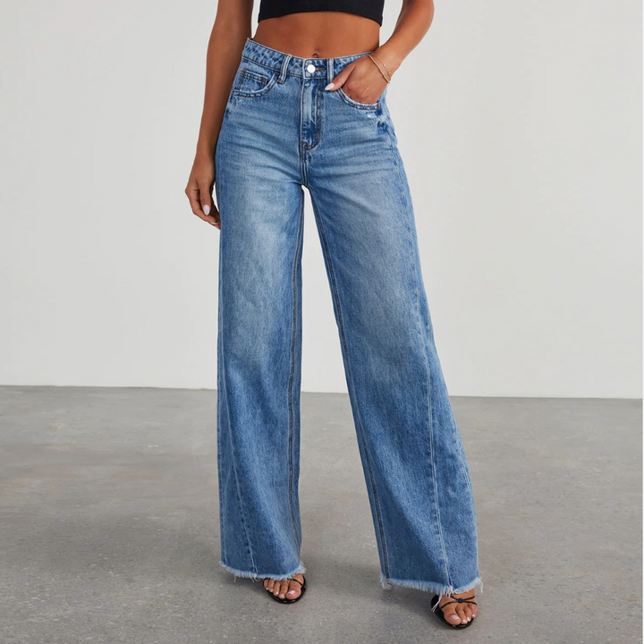 Jeans de pierna ancha y talle alto a la moda y elegantes para mujer para ocasión casual