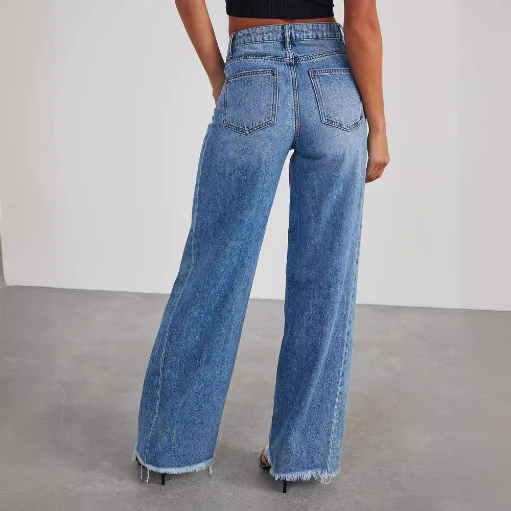 Jeans de pierna ancha y talle alto a la moda y elegantes para mujer para ocasión casual