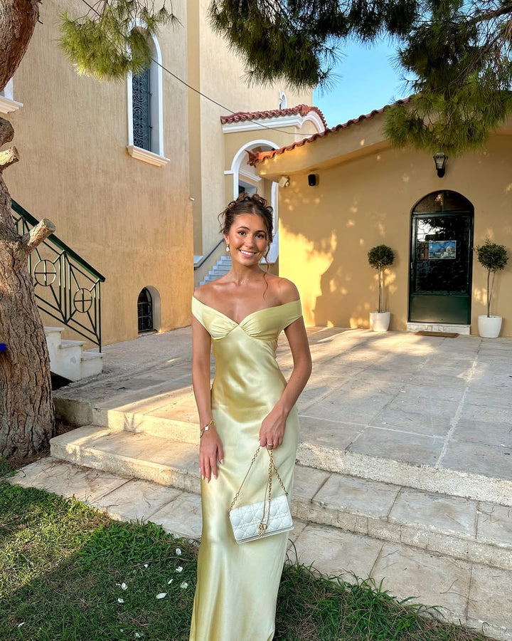 Lace Off-Shoulder Evening Maxi Dress for Wedding Guests
