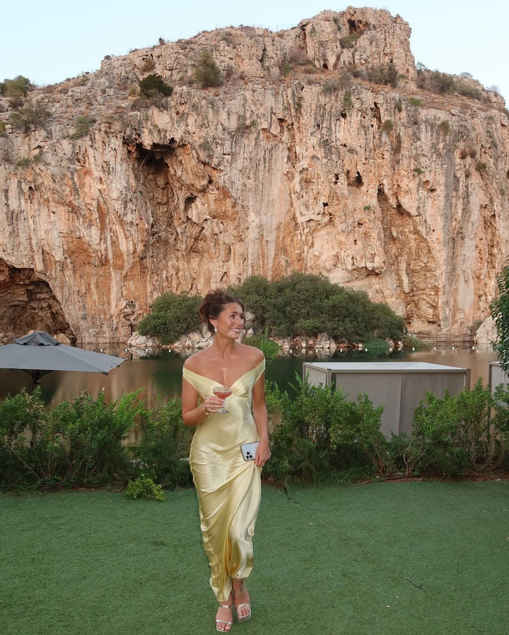 Lace Off-Shoulder Evening Maxi Dress for Wedding Guests