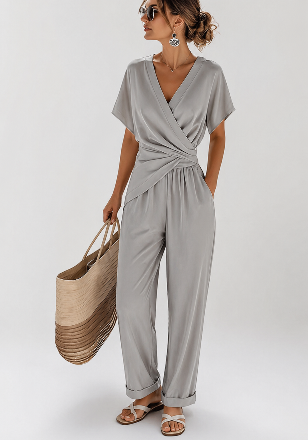 Draped Bow Two-Piece Outfit