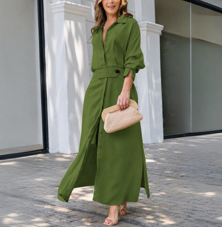 Vestido largo elegante con escote en V