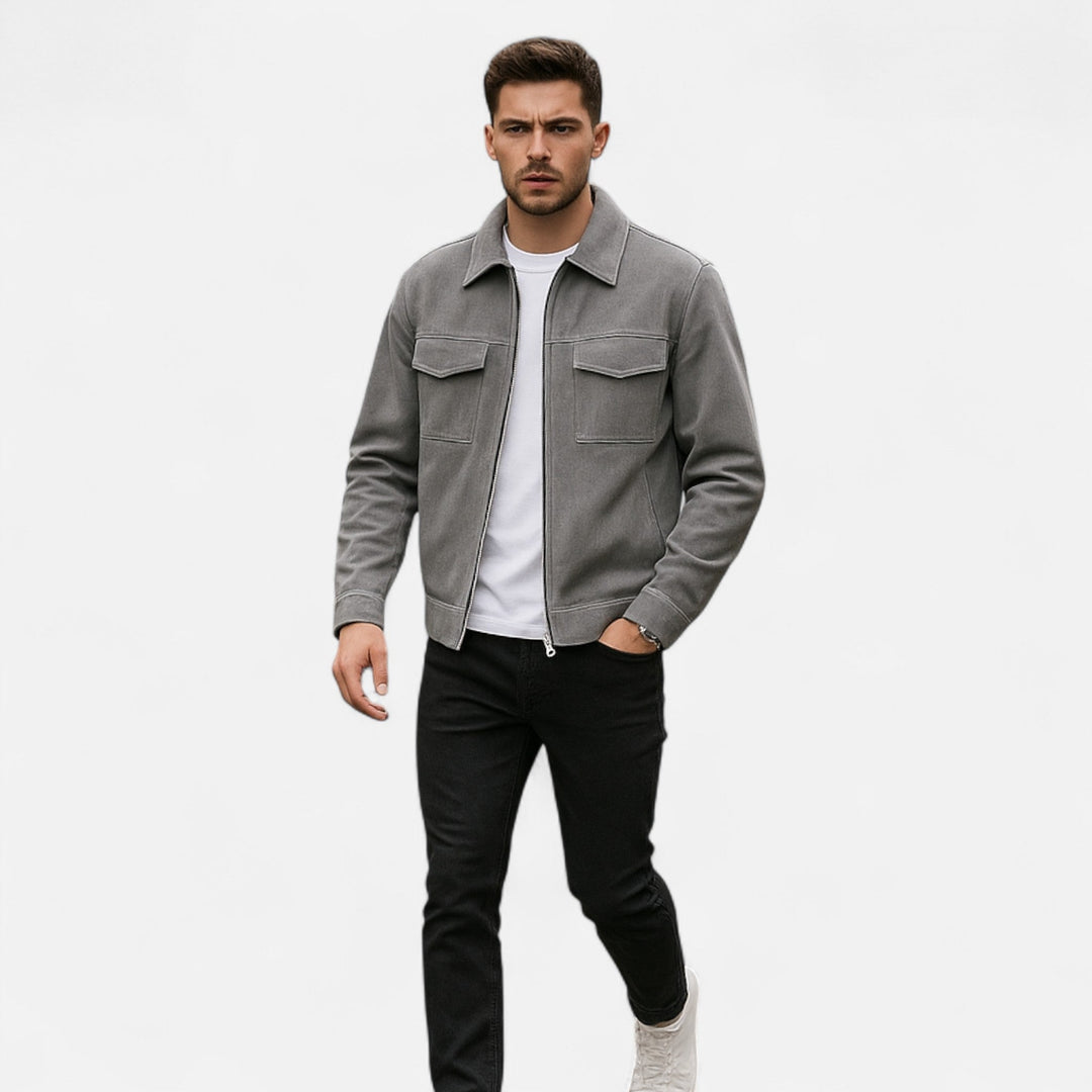 Chaqueta de ante para hombre, de corte holgado y estilo urbano refinado