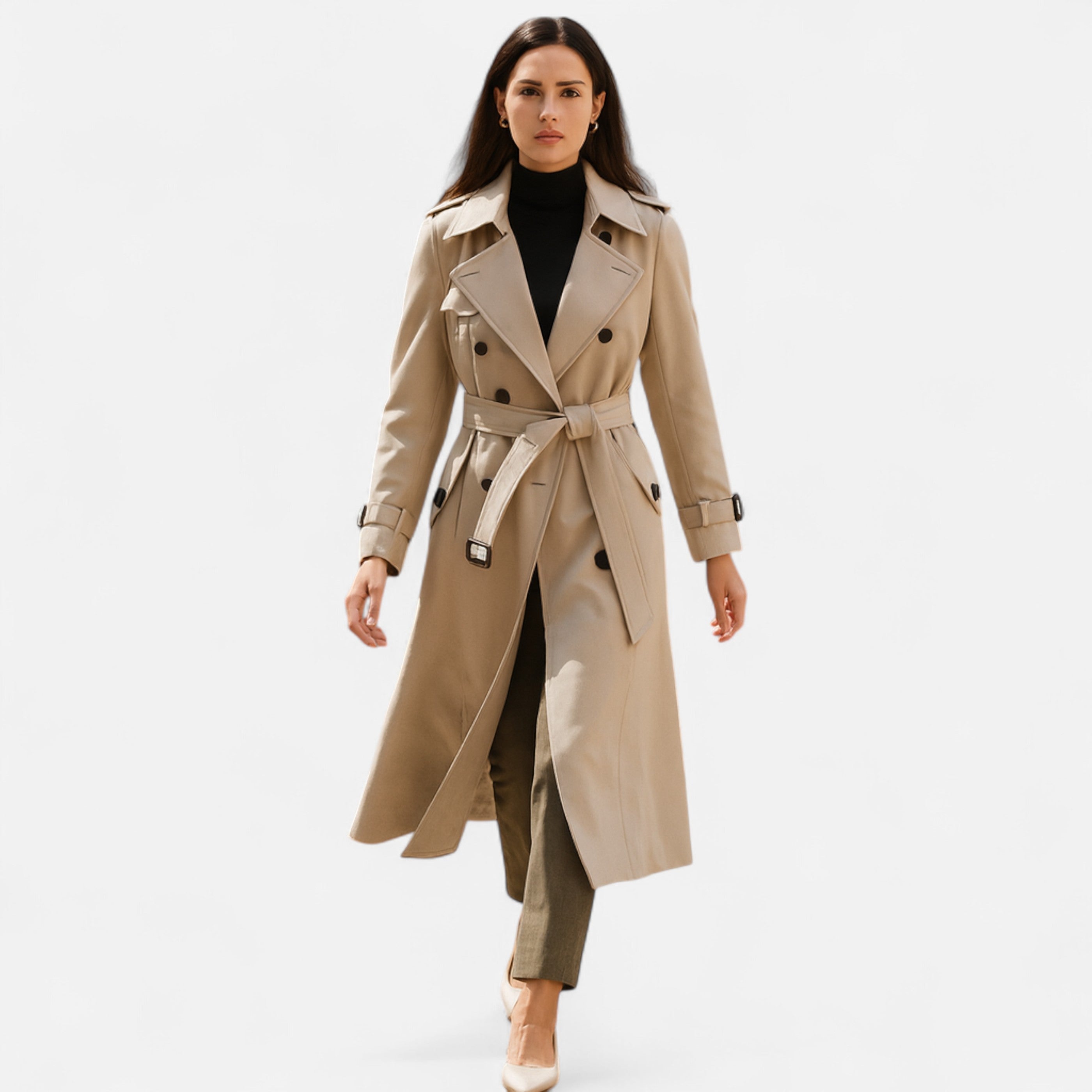 Cappotto classico da donna sopra il ginocchio