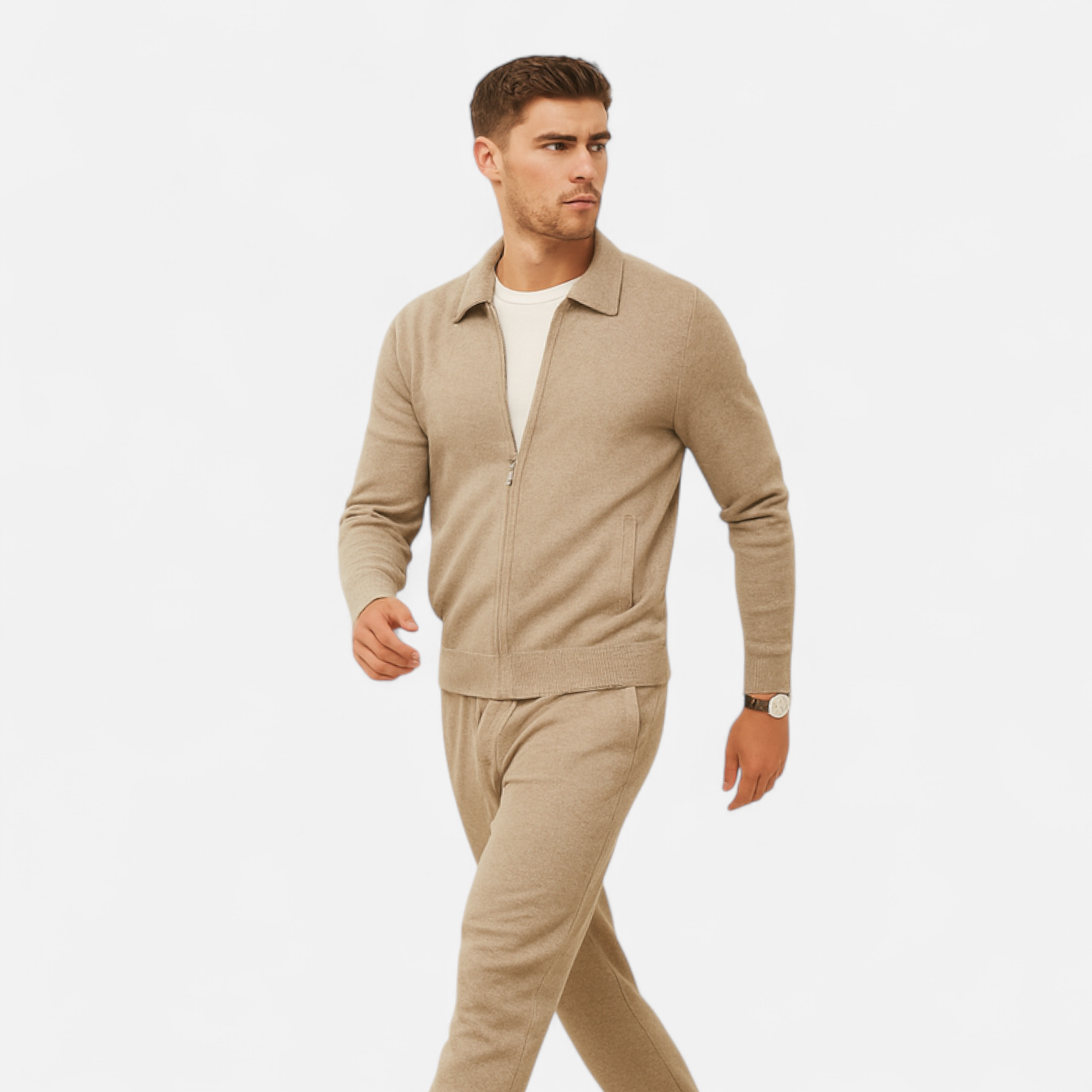 Maglione da uomo in lana e cashmere con zip, stile business